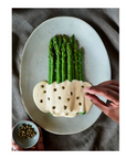 Photo d'une recette d'asperges du livre Légumes de Stelio Perombelon.