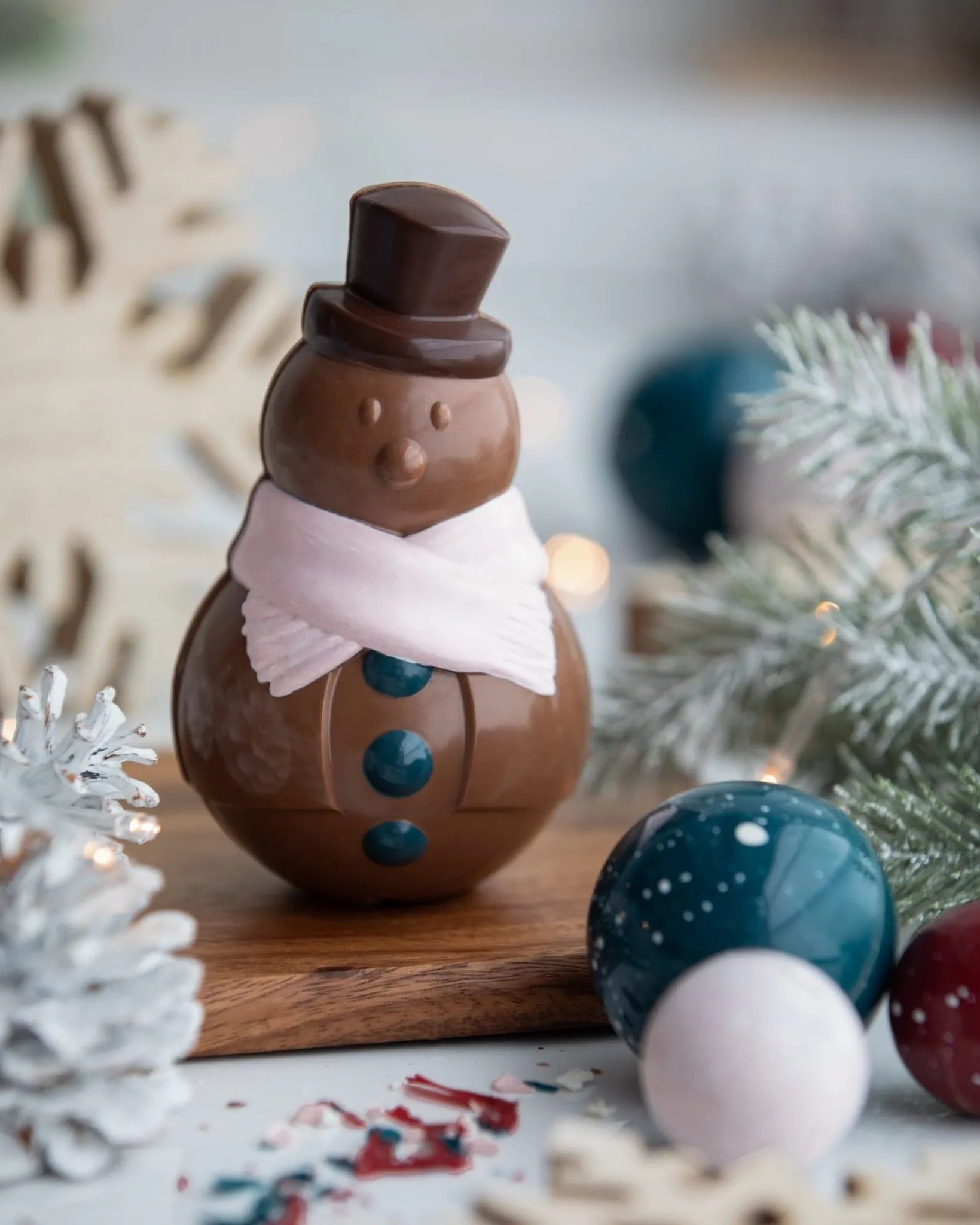 Bonhomme de neige 3D de Noël chocolat au lait