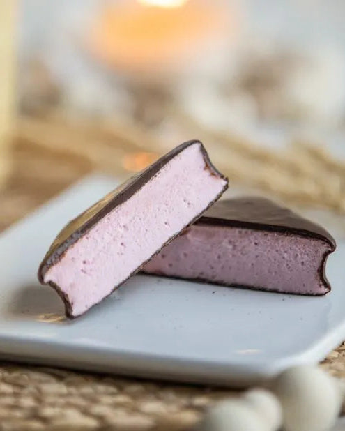 Carré de guimauve framboise et chocolat au lait et chocolat noir par Choco chocolat