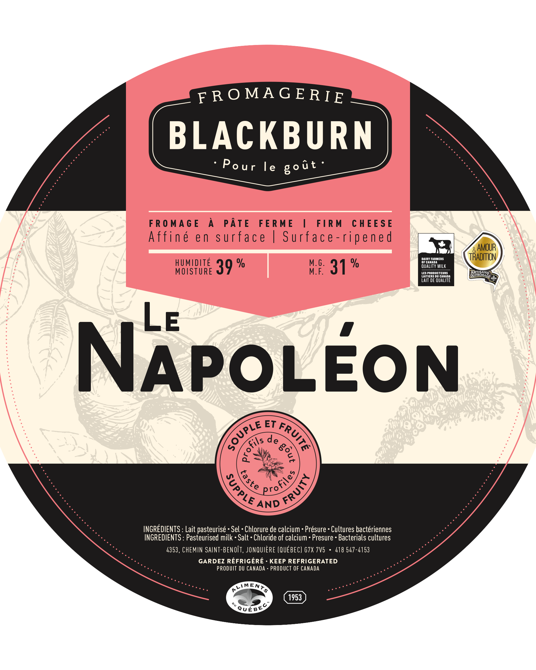 Le Napoléon, fromage à pâte ferme de la Fomagerie Blackburn