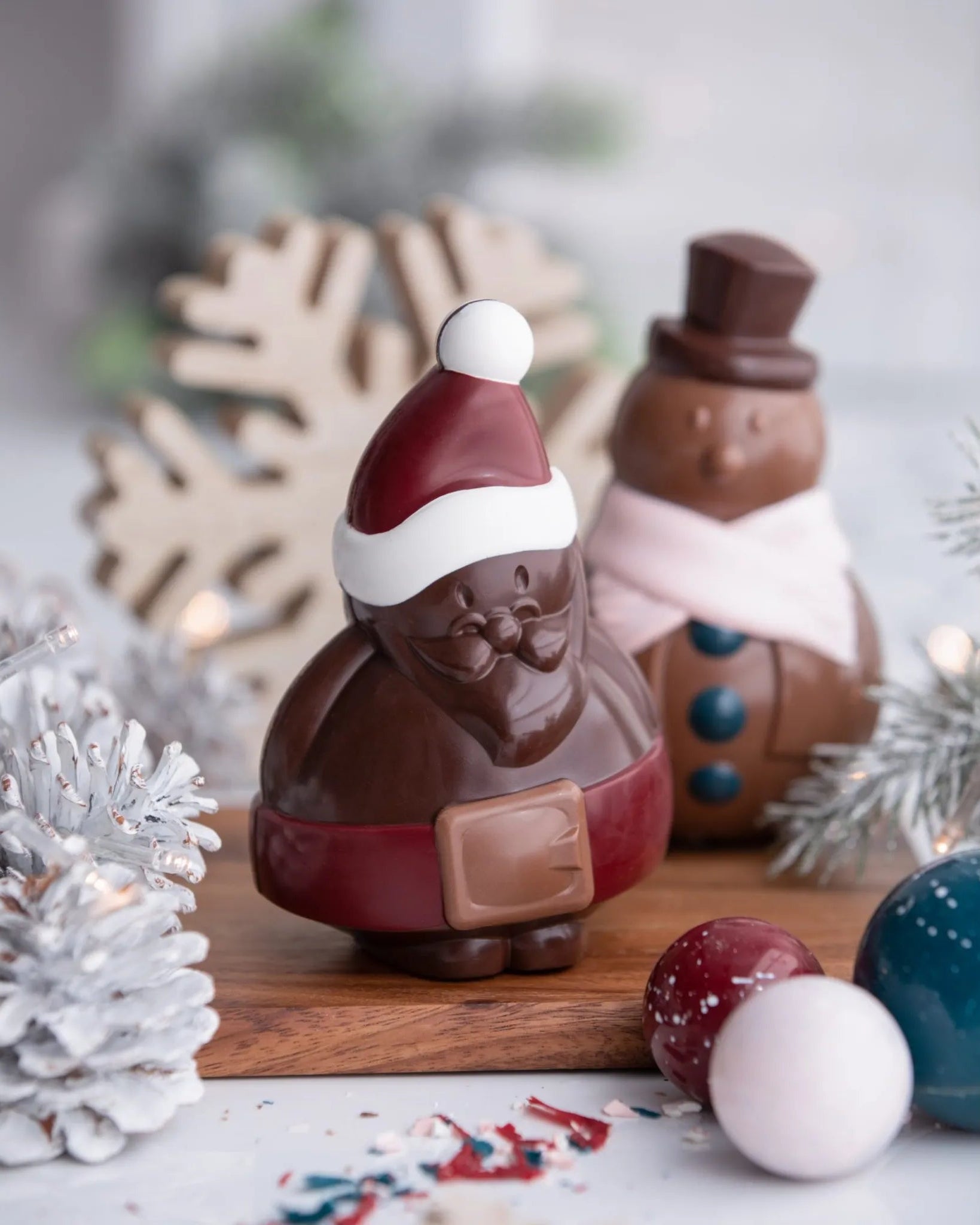 Personnages 3D de Noël chocolat au lait