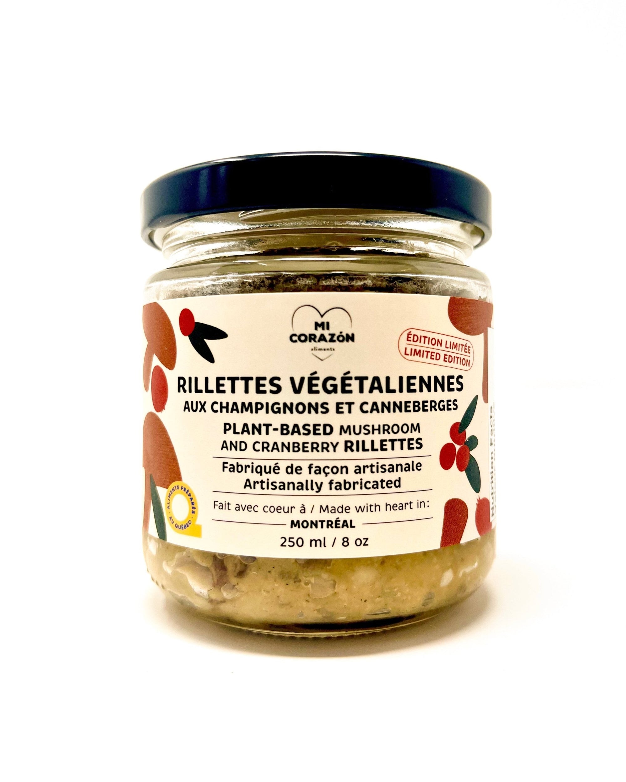 Rillettes aux champignons et canneberges de Mi Corazon