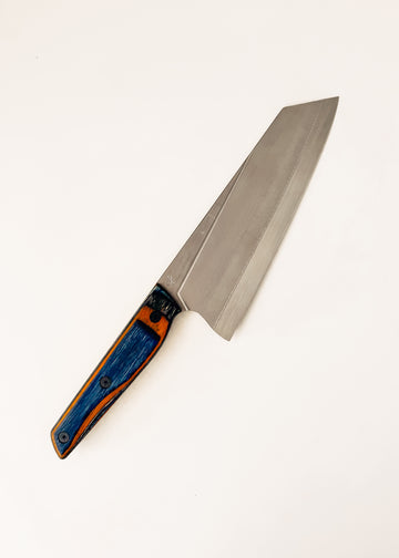 Bunka 7'' | Acier inox | Dymalux (laminé d'érable) : orange + bleu