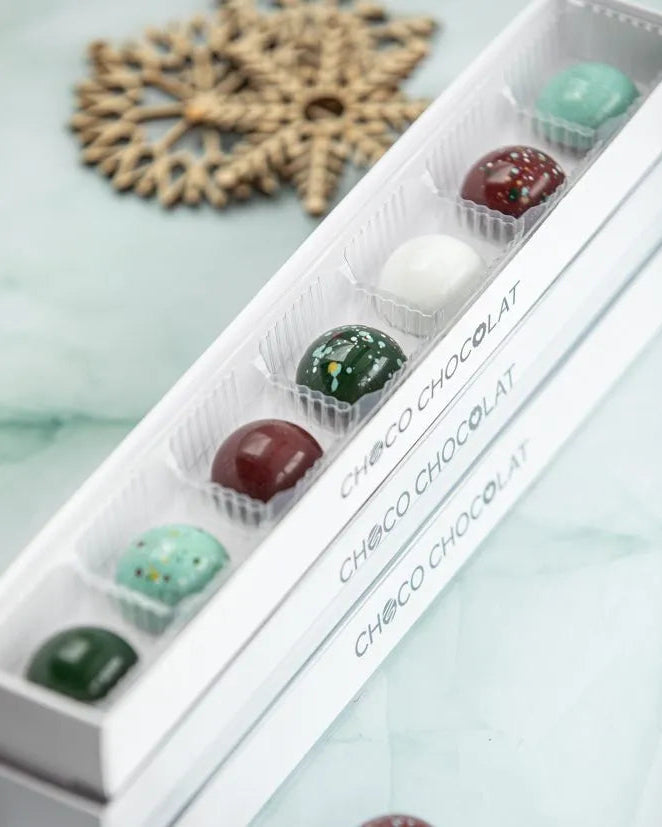 Boîte de 7 chocolats fins de Noël