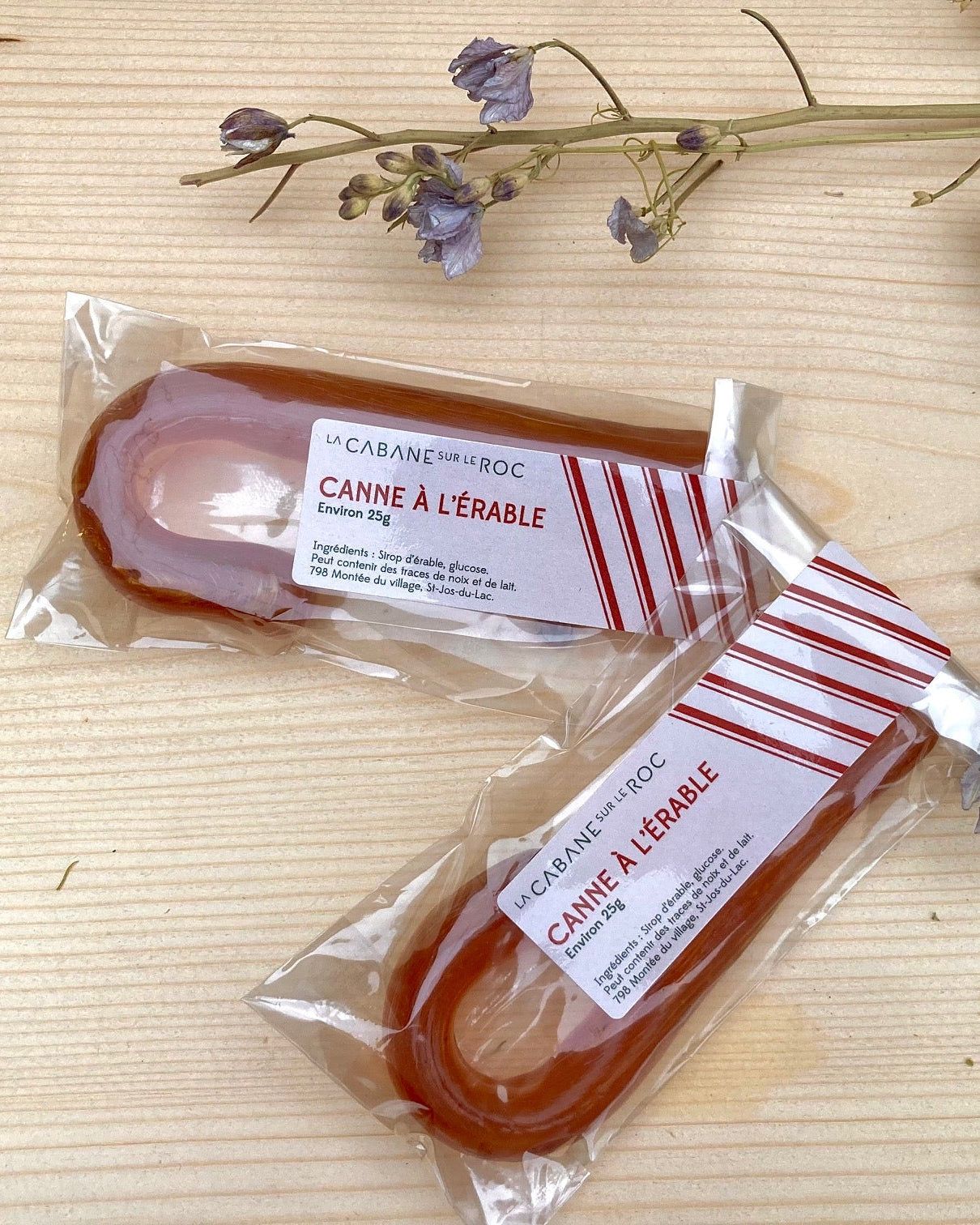 Canne de Noël à l'érable de Cabane sur le roc