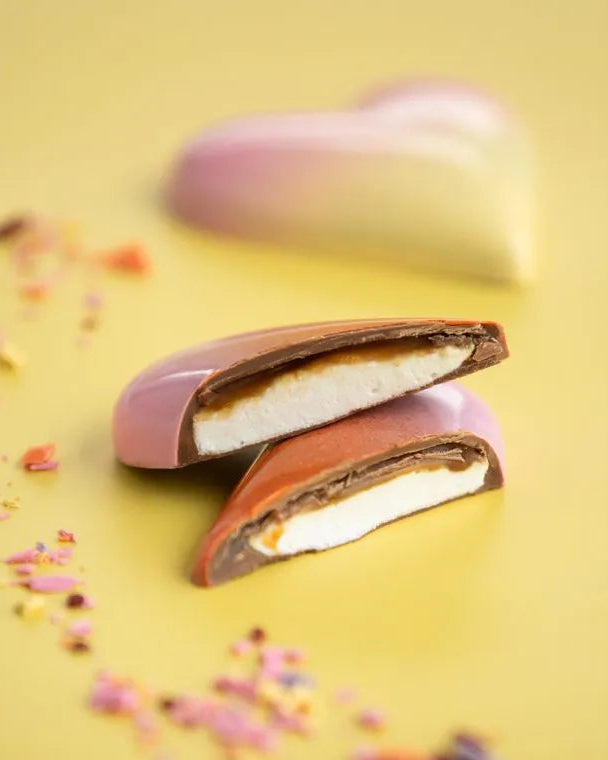 Coeur caramel et guimauve au chocolat pour la Saint-Valentin