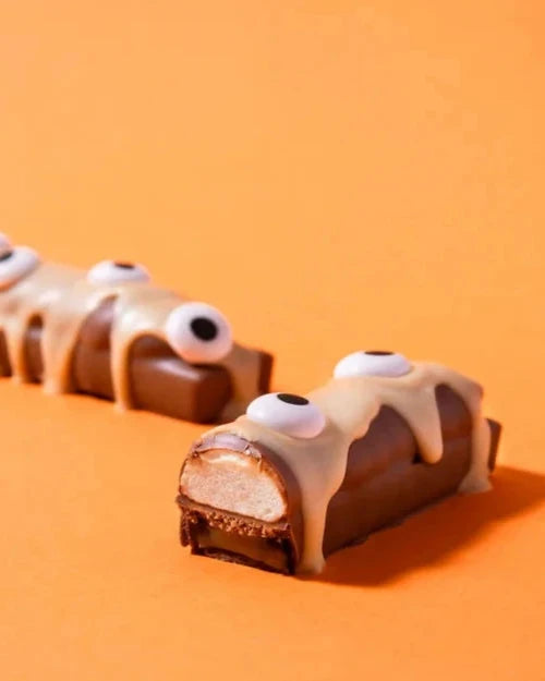 Deux dégouli-barres Dulce et spéculos d'Ernestine, dont une où on voit l'intérieur.