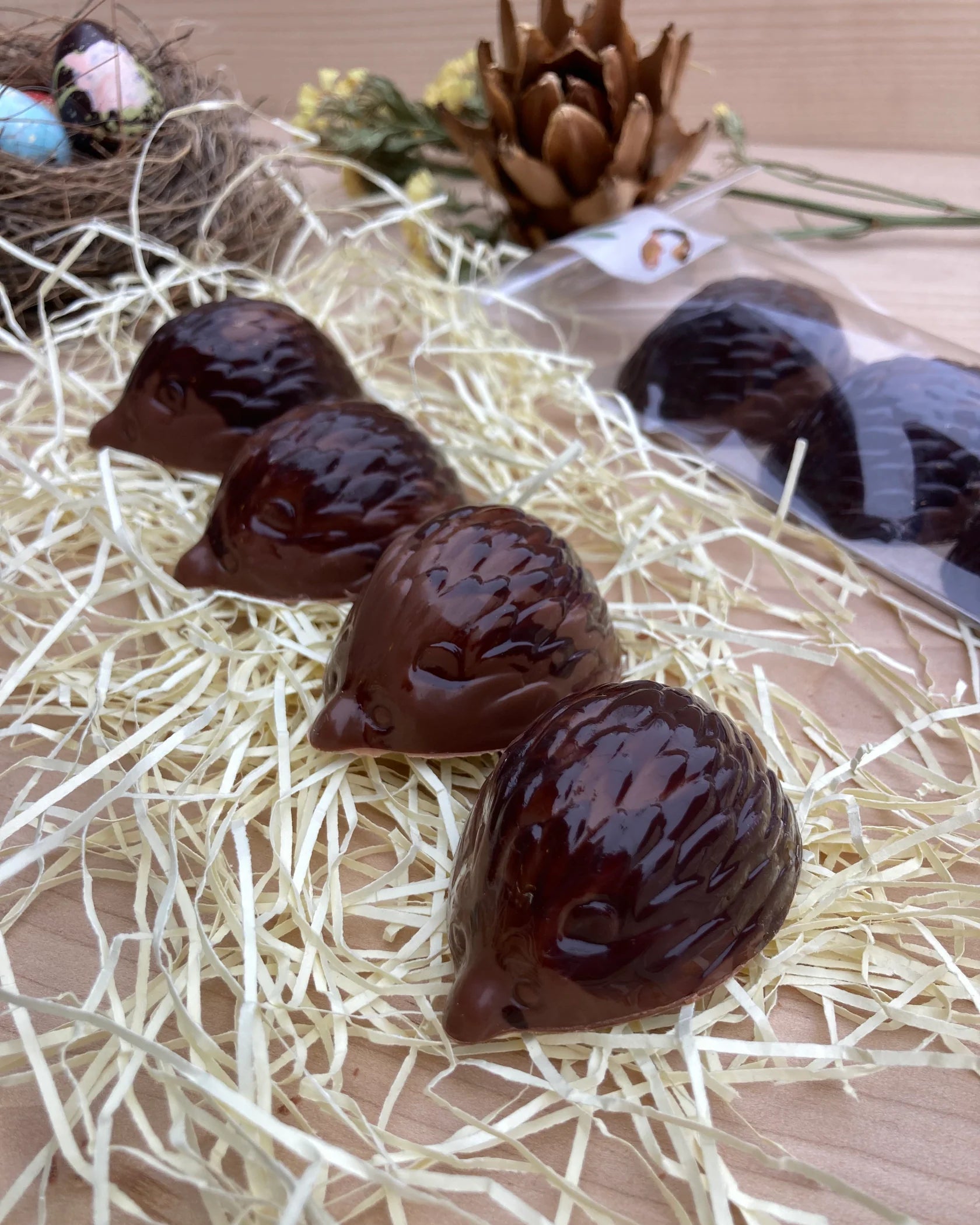 Des petits hérissons en chocolat de La Cabane sur le roc.