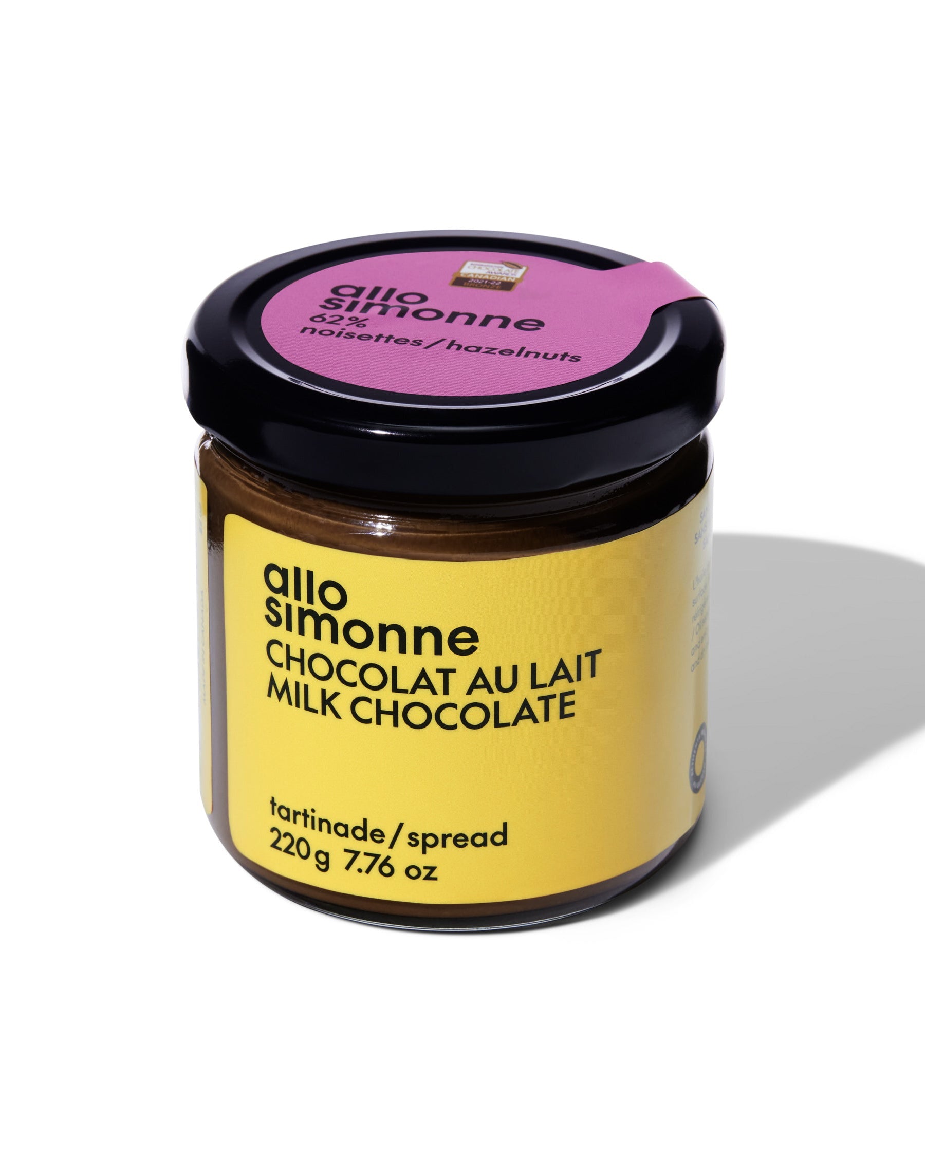 Un pot de tartinade chocolat au lait d'Allo Simonne.