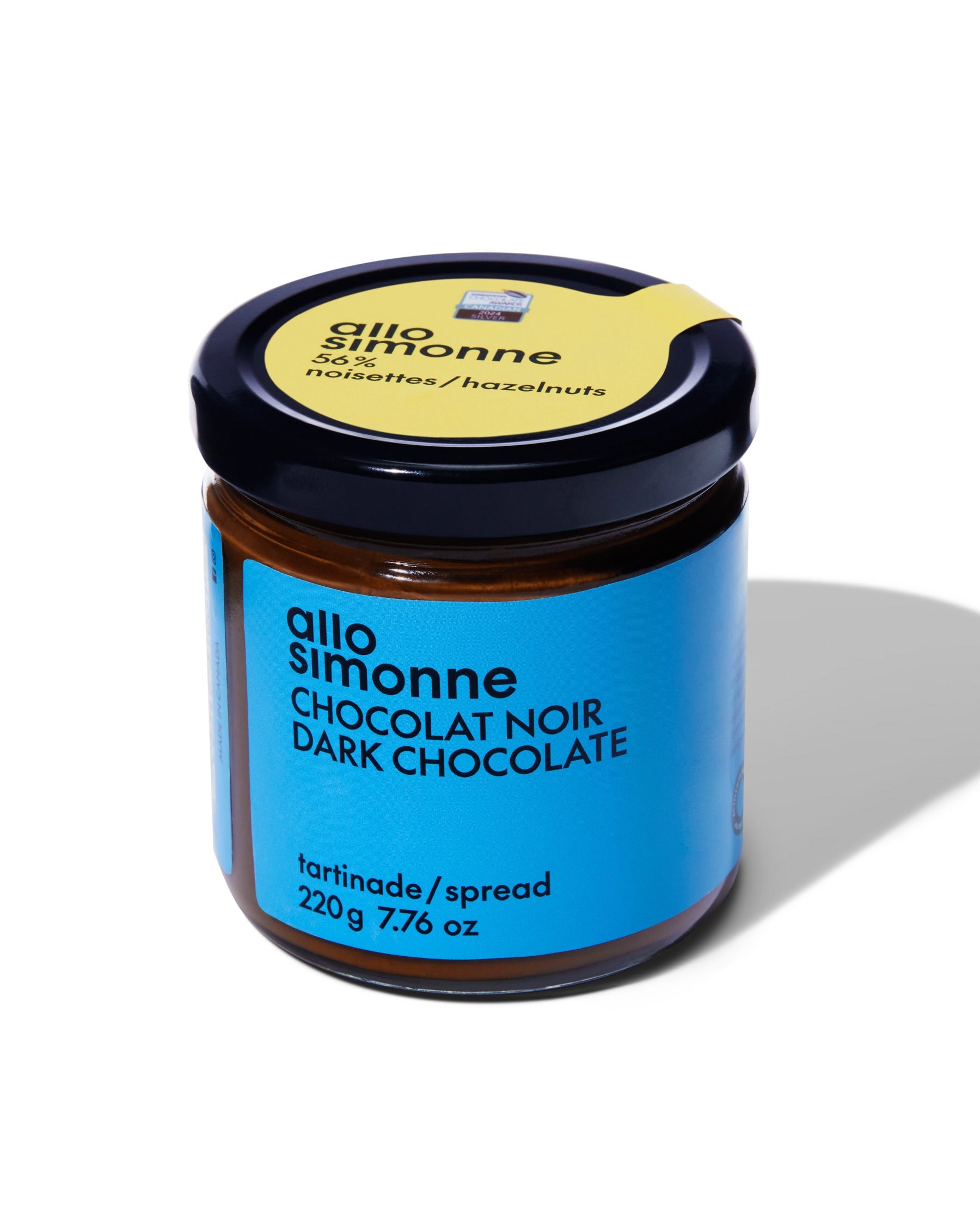 Un pot de tartinade chocolat noir d'Allo Simonne.
