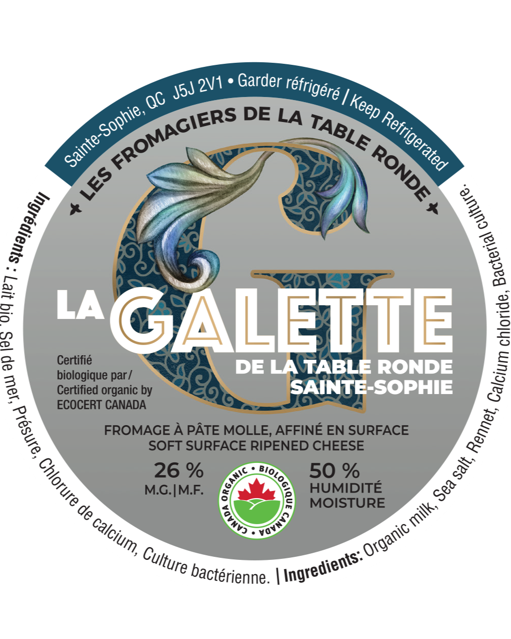 Étiquette Fromage Galette de la table ronde